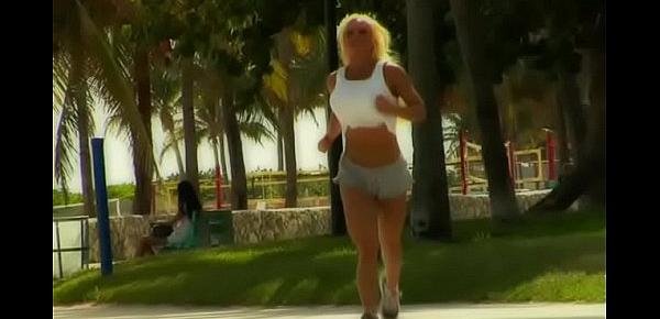  Breathless blonde fucked after a jog
